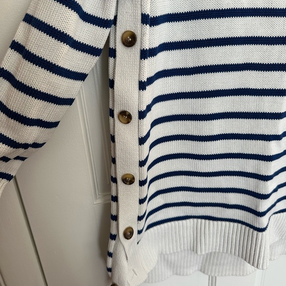 Tuckernuck Bar Harbor striped cotton sweater with side buttons - Picture 2 of 4